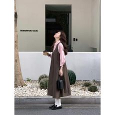 批发实价有货日系减龄长袖衬衫2026新款背带连衣裙春日ootd穿搭一整套