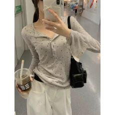 批发原版面料 波点微透防晒罩衫女夏季薄款休闲长袖<b class='q'>t</b><b class='q'>恤</b>上衣