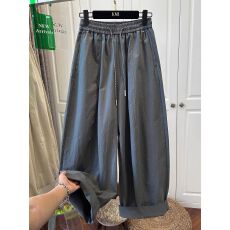 批发【原版做工】特<b class='q'>大码</b>300斤松紧腰抽绳休闲裤女弯刀裤宽松褶皱裤