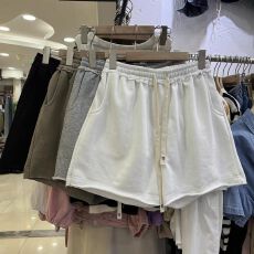 批发【原版面料】特<b class='q'>大码</b>300斤休闲松紧腰抽绳宽松阔腿短裤女夏新款