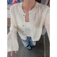 批发设计感镂空长袖针织<b class='q'>开衫</b>女2026春装新款韩版防晒衫外搭潮