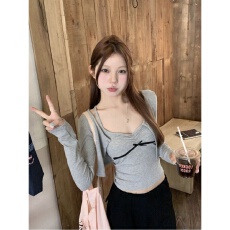 批发随心裁莫代尔260克1*1 纯欲辣妹内搭吊带<b class='q'>开衫</b>两件套<b class='q'>女</b>