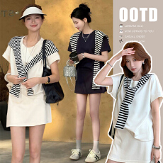 xian~孕妇装套装2026新款夏季韩系宽松显瘦短袖上衣两件套