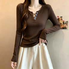 批发实拍  大码女装2026秋季新款设计感内搭正肩显瘦巨好看长袖上衣