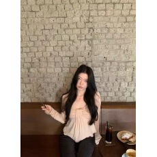 批发sheepland氛围之神 U领褶皱羊毛长袖<b class='q'>t</b><b class='q'>恤</b><b class='q'>女</b>秋冬收腰显瘦打底衫上衣