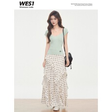 批发韩系针织短袖女<b class='q'>夏</b>季收腰正肩t恤修身显瘦薄荷绿上衣