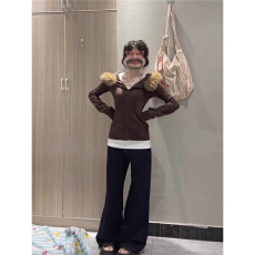 批发美式复古高街毛领<b class='q'>短款</b>连帽<b class='q'>卫衣</b>女冬季季修身收腰韩系慵懒开衫外套