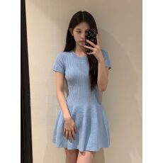 批发法式洋气坎肩圆领短袖针织短裙2026夏季收腰显瘦辣妹性感A字裙女