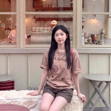 批发竹节棉26夏款时尚圆领<b class='q'>宽松</b>短袖T恤休闲减龄少女感百搭款<b class='q'>上衣</b>