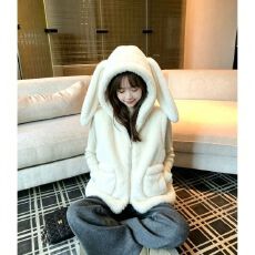 批发夹棉韩系长兔耳朵连帽毛毛马甲2026<b class='q'>秋</b>冬女洋气百搭甜美可爱外套
