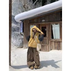 批发波点可爱兔子大耳朵马甲女冬季加厚保暖宽松叠穿宅萌连帽棉服外套