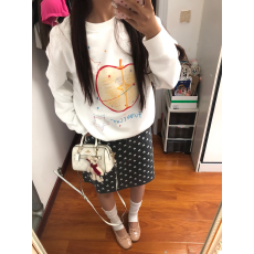 纯棉华棉复合薄款320克/加绒420克布面+手感印花宽松圆领卫衣女