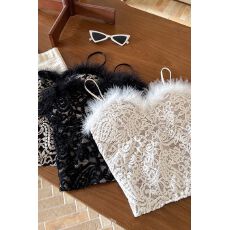 批发显瘦时尚新款羽毛拼接<b class='q'>设计</b>感露脐纯欲辣妹风上衣露脐网红甜美温柔