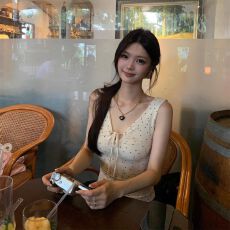 纯欲风甜辣妹波点绑绳吊带背心女夏季新款收腰显瘦性感外穿上衣