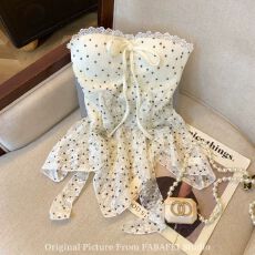 批发2026年新款波点蕾丝抹胸背心女夏季泰式胸垫辣妹飘带别致上衣