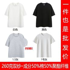 批发广州原版布料【260克双纱】 成分50%棉50%聚酯纤维男女装光板短袖