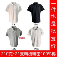 批发210克100%棉后包领<b class='q'>短袖</b>polo衫拼接螺纹夏季高级感衬衫翻领T恤半袖