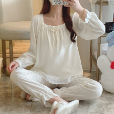批发现 货 春秋季公主风云朵棉纯色简约休闲睡衣女士甜美<b class='q'>家居服</b>可外穿