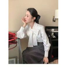 MONA 秋季新款100棉法式温柔花边白色衬衫上衣女内搭设计感小众