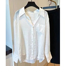 批发白色棉麻防晒衬衫女夏季薄款设计感法式长袖衬衣别致亚麻