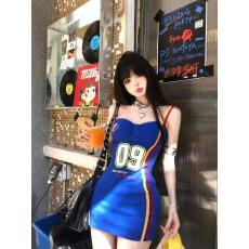 批发美式运动休闲印花<b class='q'>连衣裙</b>女夏季新款紧身显瘦小众吊带短裙包臀裙潮