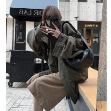 批发大廓形 酷酷的超宽松巨百搭松弛感冲锋衣立领减龄休闲<b class='q'>风衣</b>外套女