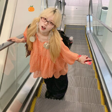 批发一颗小橘子 夏季显瘦<b class='q'>碎花</b><b class='q'>衬衫</b>宽松设计感双层裙摆圆领宽松上衣女