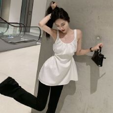 批发小香风洋气镂空设计收腰背心女时尚气质显瘦<b class='q'>中长款</b>吊带无袖上衣女