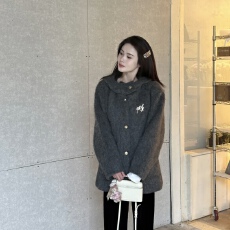 批发慵懒风连帽毛呢外套女装秋冬季新款复古高级感中长款加厚呢子大衣