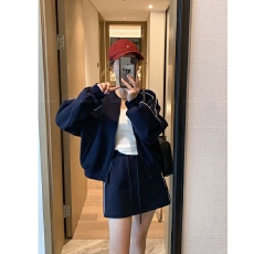 批发休闲<b class='q'>运动</b>套装<b class='q'>女</b>春秋装穿搭显高洋气夹克外套短裙裤气质减龄两件套