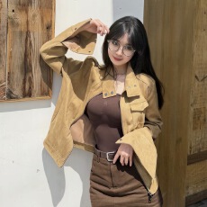 批发韩版尹千金曼城旧事美式复古短款夹克外套<b class='q'>女</b>秋冬