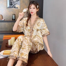 批发冰丝睡衣女夏款短袖长裤套装2026新款轻奢高级感女士丝绸家居服