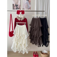 批发设计感小众不规则半身裙女2026春季新款法式气质高腰小个子蛋糕裙