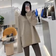 批发绵<b class='q'>羊绒</b>2025冬季新款慵懒风宽松<b class='q'>毛衣</b>女中长款外穿加厚套头针织衫