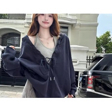 批发连帽秋季<b class='q'>宽松</b>抽绳卫衣条纹<b class='q'>吊带衫</b>两件套女2025秋冬季百搭显瘦上衣