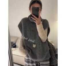 批发简约软糯高领针织<b class='q'>马甲</b>背心女秋冬新款巨好看宽松百搭显瘦无袖上衣