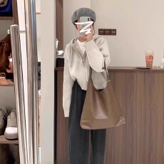 批发宽松慵懒拉链秋冬外搭毛衣女开衫2025早秋新款连帽上衣针织衫外套