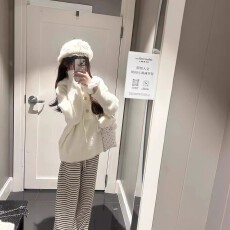 批发韩系连帽套头针织衫毛衣女2025秋冬季新款软糯宽松高级感慵懒上衣