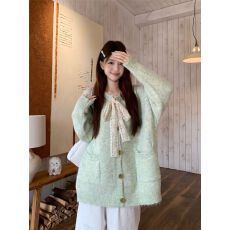批发甜美蕾丝蝴蝶结毛衣外套女秋冬<b class='q'>大码</b>女装显瘦甜美软糯<b class='q'>针织衫</b>上衣潮