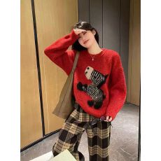 批发XinmonLee慵懒风宽松圣诞毛衣气质百搭秋冬季<b class='q'>女休闲</b>圆领针织上