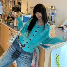 批发北极绒腈纶35%锦纶40%PBT25%多巴胺针织开衫<b class='q'>毛衣</b>外套软糯上衣