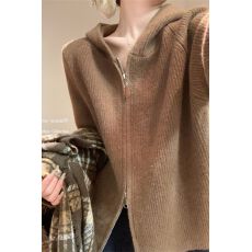 批发慵懒风连帽加厚毛衣<b class='q'>外套</b>女装秋冬外搭双拉链针织开衫毛绒<b class='q'>上衣</b>