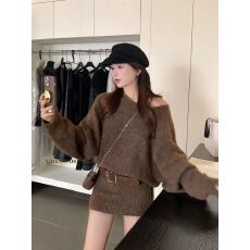 批发圆领慵懒风针织厚款薄款毛针织衫网红套头显瘦<b class='q'>连衣裙</b>