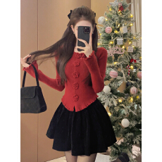 批发圣诞新年穿搭红色毛衣女秋冬季2025新款内搭打底针织衫上衣高级感