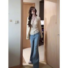 批发纯欲辣妹挂脖式吊带背心女秋季新款慵懒<b class='q'>宽松</b>针织开衫长袖上衣套装