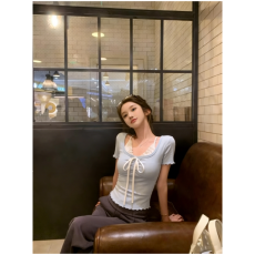 批发官图 随心裁<b class='q'>莫代尔</b>260克1*1 辣妹纯欲风蓝色<b class='q'>吊带</b>拼接短款女