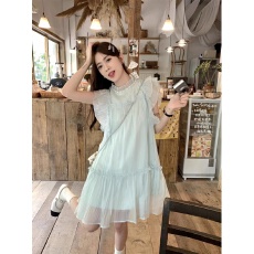 批发法式甜美可爱减龄小飞袖<b class='q'>连衣裙</b>女夏季高级感气质仙女裙宽松短裙子