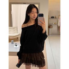 批发实价有货春夏新款少女风露肩<b class='q'>卫衣</b>女蛋糕豹纹短裙小个子显瘦套装