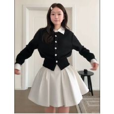 批发实价有货韩系<b class='q'>假两件</b>拼接<b class='q'>针织衫</b>上衣春季新款高腰A字半身裙套装