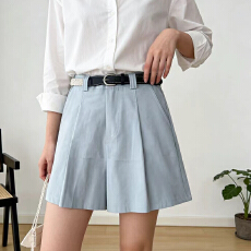 批发实拍水洗棉西装短裤女<b class='q'>夏季</b>高腰显示a字辣妹宽松休闲小个子五分裤